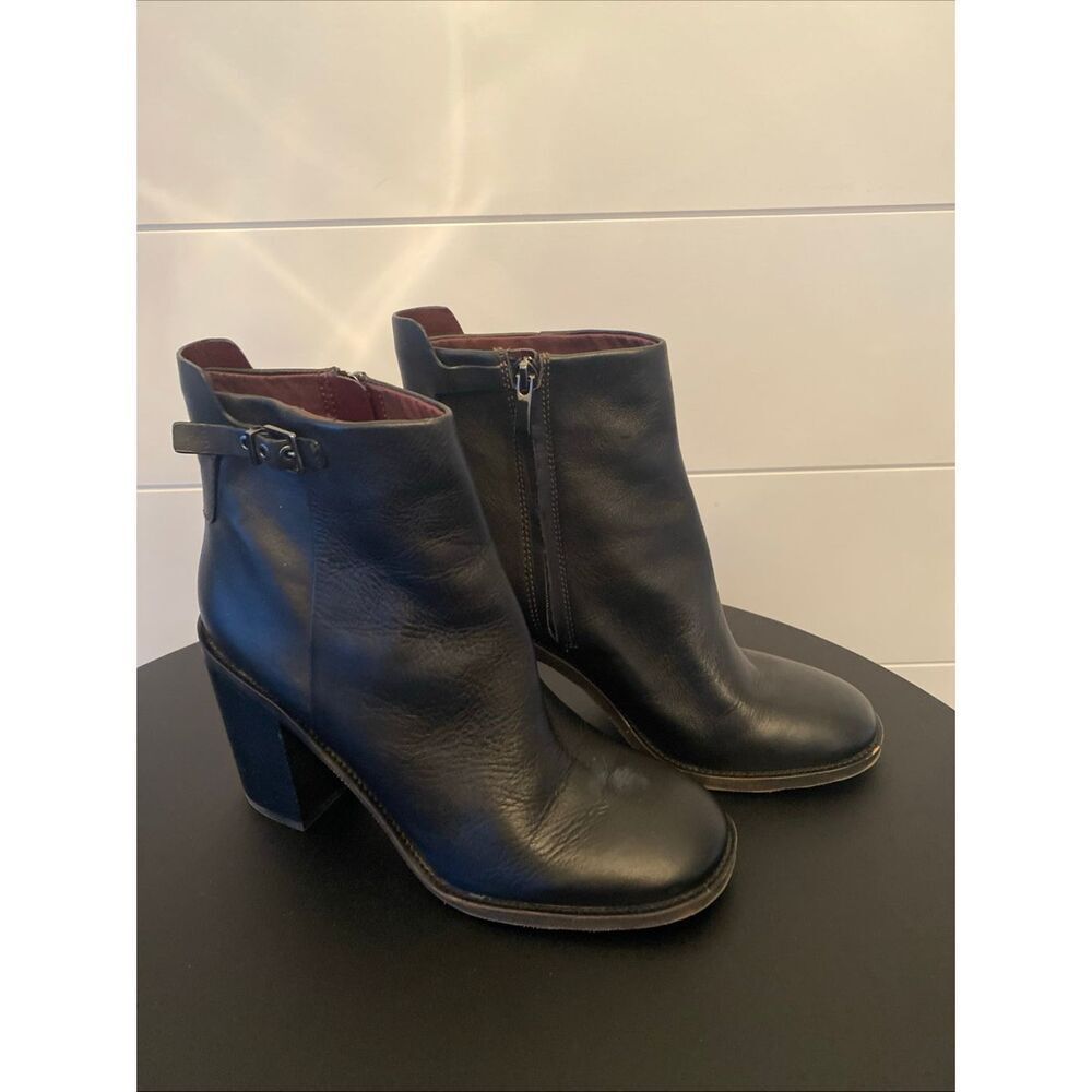 Franco Sarto Women's Rivet Leather Ankle Boot Black Size 10